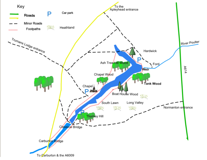 Map of  Clumber park.